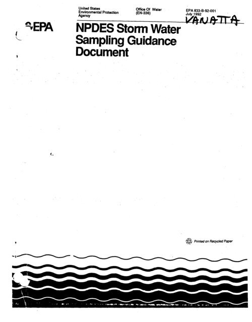 1 EPA NPDES Storm Water Sampling Guidance Document