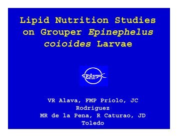 Lipid Nutrition Studies on Grouper Epinephelus coioides ... - Library