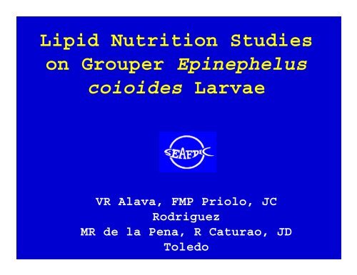 Lipid Nutrition Studies on Grouper Epinephelus coioides ... - Library