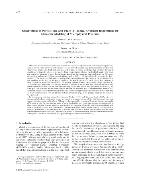 Observations of Particle Size and Phase in Tropical Cyclones ...