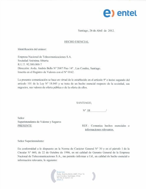 Empresa Nacional de Telecomunicaciones SA - Entel