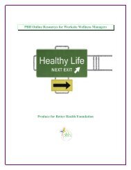 PBH Online Resources for Worksite Wellness Managers Produce for ...