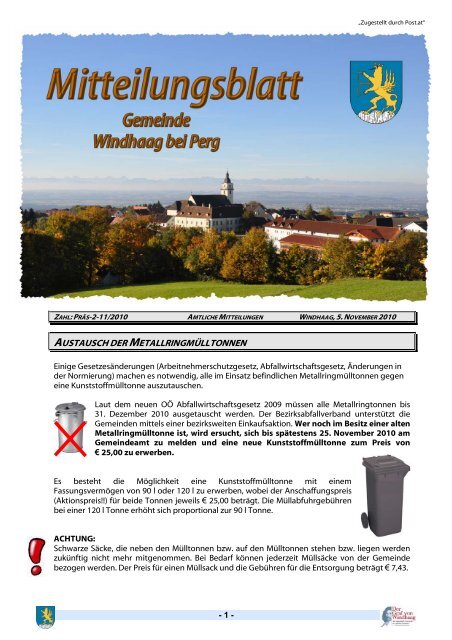 Mitteilungsblatt der Gemeinde Windhaag bei Perg vom 5. November ...