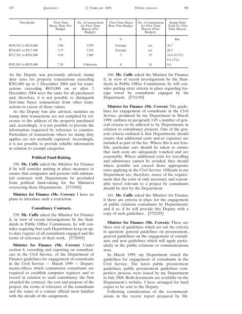 Written Answers. - Parliamentary Debates - Houses of the Oireachtas