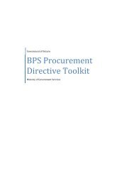 BPS Procurement Directive Toolkit (PDF) - Supply Chain Management
