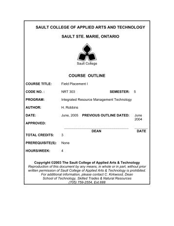 NRT 303 -Field Placement I.pdf - Sault College