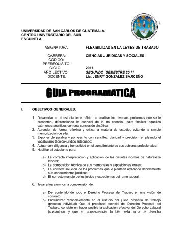 cc. juridicas especialidades flexibilidad laboral - Usac