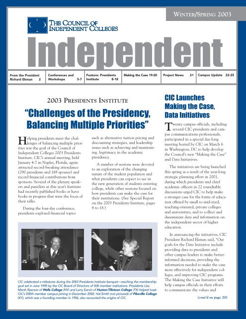 Winter/Spring 2003 - The Council of Independent Colleges
