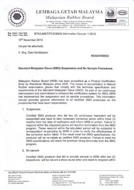 (SMG) Suspension and No Sample Procedures - Malaysian Rubber ...