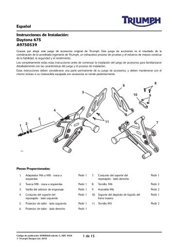 A9900428 - Rearsets, Reverse Shifts_ES.fm - Triumph Instructions ...