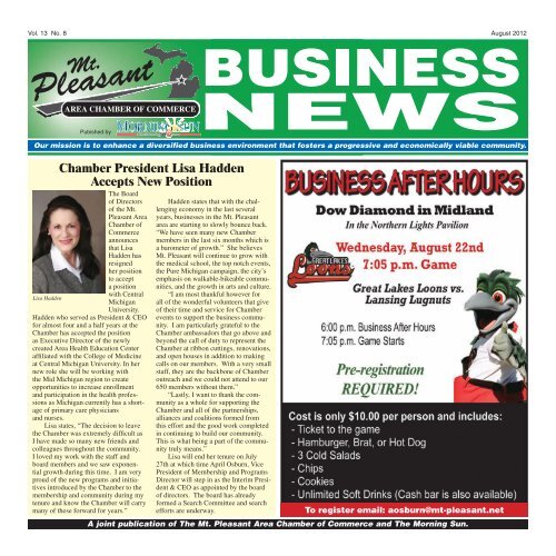Chamber President Lisa Hadden Accepts New Position Chamber President Lisa Hadden Accepts New Position