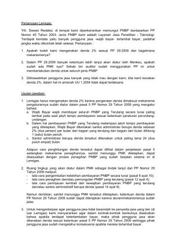 Pertanyaan Lemigas: Yth. Dewan Redaksi, di tempat kami ...