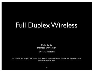 Full Duplex Wireless - Stanford University