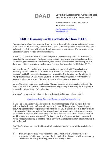 PhD in Germany and DAAD Scholarships - Universiti Kuala Lumpur