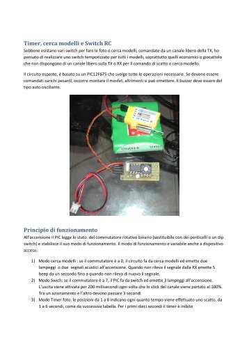 Timer, cerca modelli e Switch RC Principio di funzionamento ...