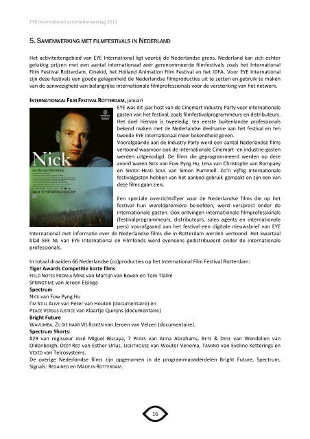 Activiteitenverslag EYE International 2012 - Holland Film