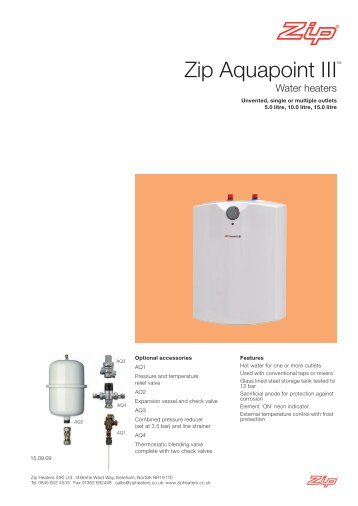 Zip Aquapoint III 5-15Ltr Spec Sheet - Advancedwater.co.uk