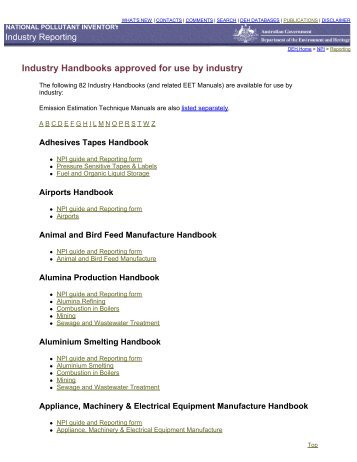 National Pollutant Inventory (NPI) Industry Handbooks ... - UNITAR