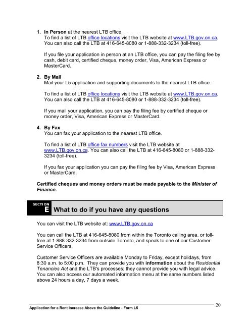 L5 Instructions - Landlord Tenant Board