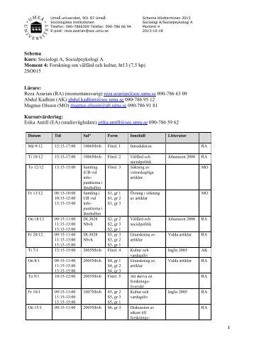 Grunddokument 2 - Sociologiska institutionen - Umeå universitet