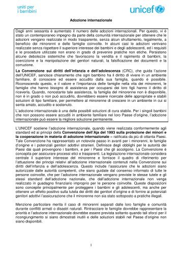 Scarica la scheda completa su Adozione internazionale - Unicef