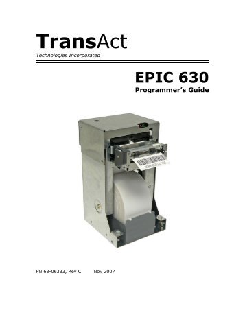 Epic 630 Programmer's Guide - TransAct