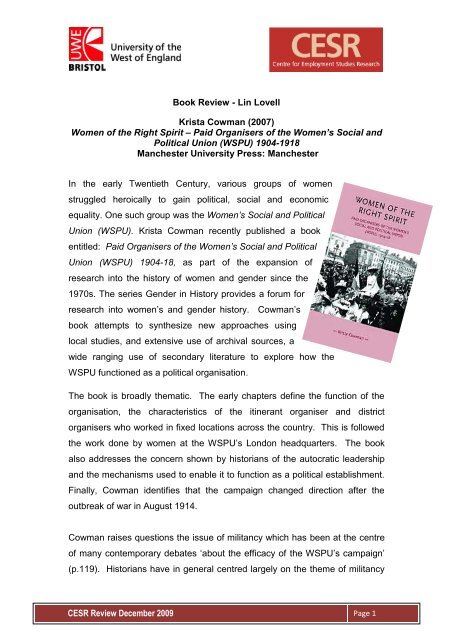 Women of the Right Spirit - University of the West of England