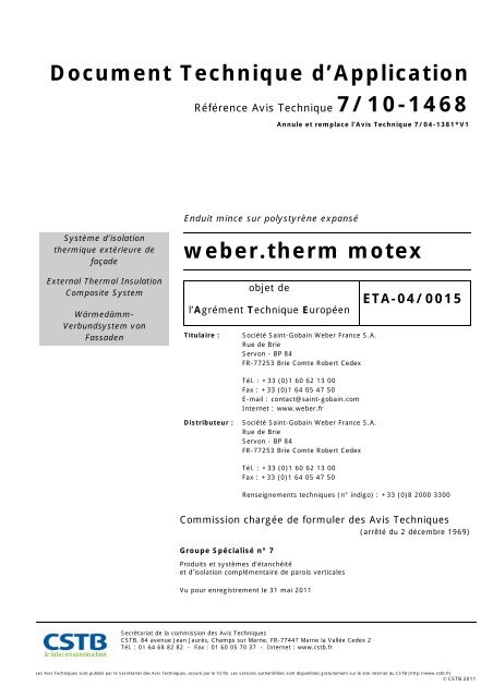 DTA weber.therm MOTEX