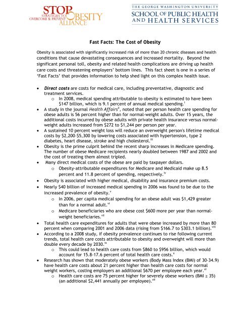 Fast Facts: The Cost of Obesity - STOP Obesity Alliance
