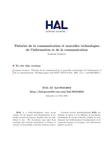 Théories de la communication et nouvelles technologies de l ...