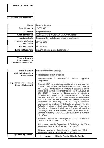 PATERNÃ Giovanni - Ospedale San Carlo