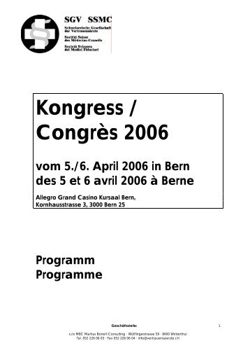 Kongress / CongrÃ¨s 2006 - SGV