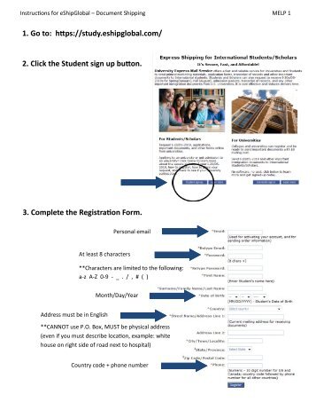 eShipGlobal Instructions for Express Shipping - University of ...