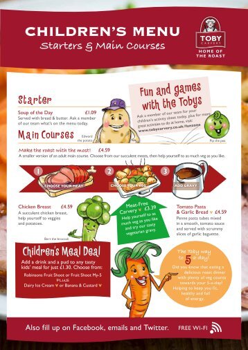 Children's menu - Toby Carvery