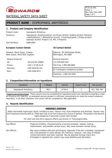 MSDS: ISOPROPANOL ANHYDROUS - en - Edwards