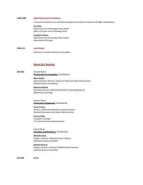 White House Big Data Partners Workshop Agenda - nitrd