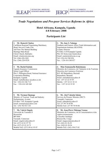 Participants List - ILEAP