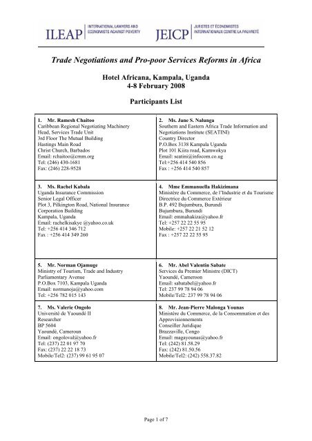 Participants List - ILEAP