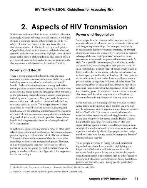 HIV transmission: guidelines for assessing risk - Canadian AIDS ...