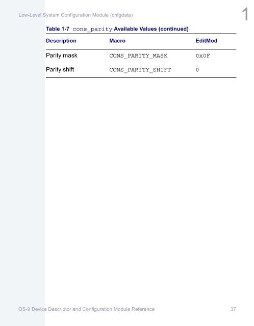 OS-9 Device Descriptor and Configuration Module Reference