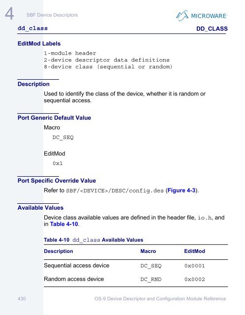 OS-9 Device Descriptor and Configuration Module Reference