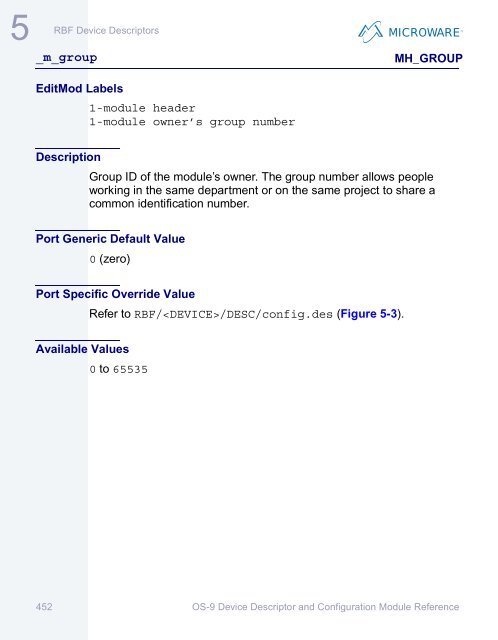 OS-9 Device Descriptor and Configuration Module Reference