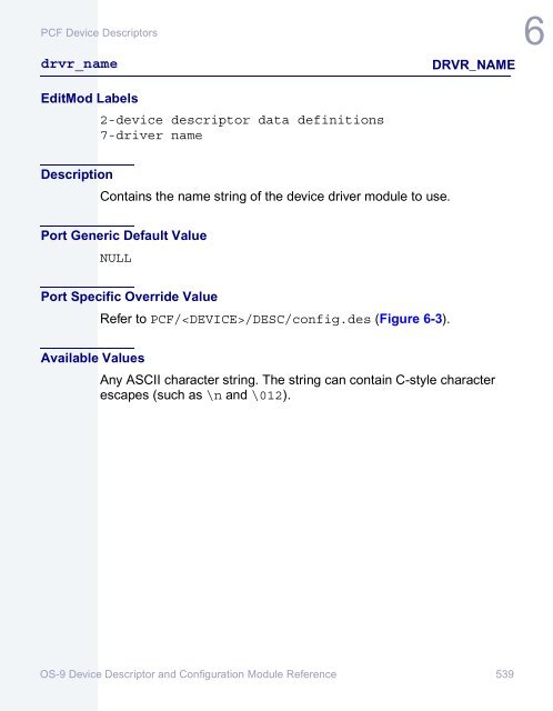 OS-9 Device Descriptor and Configuration Module Reference