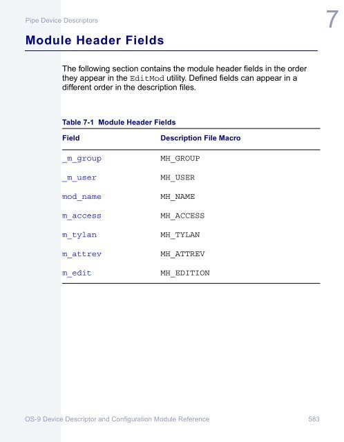 OS-9 Device Descriptor and Configuration Module Reference