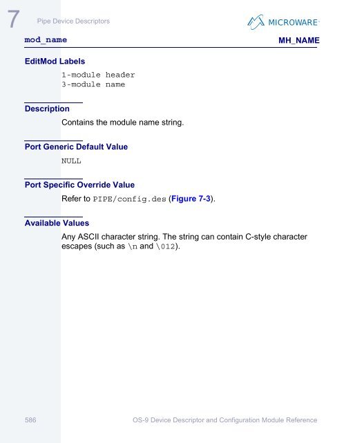 OS-9 Device Descriptor and Configuration Module Reference