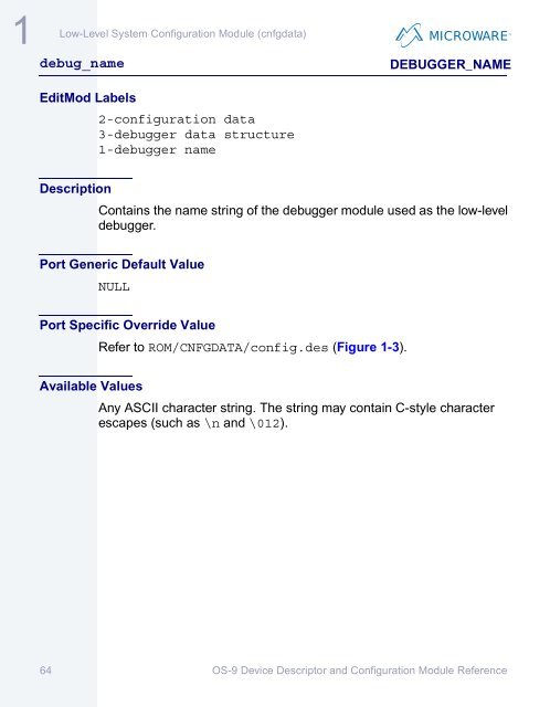 OS-9 Device Descriptor and Configuration Module Reference