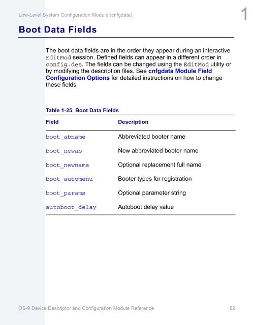 OS-9 Device Descriptor and Configuration Module Reference