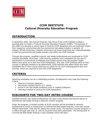 CCIM INSTITUTE Cultural Diversity Education Program ...