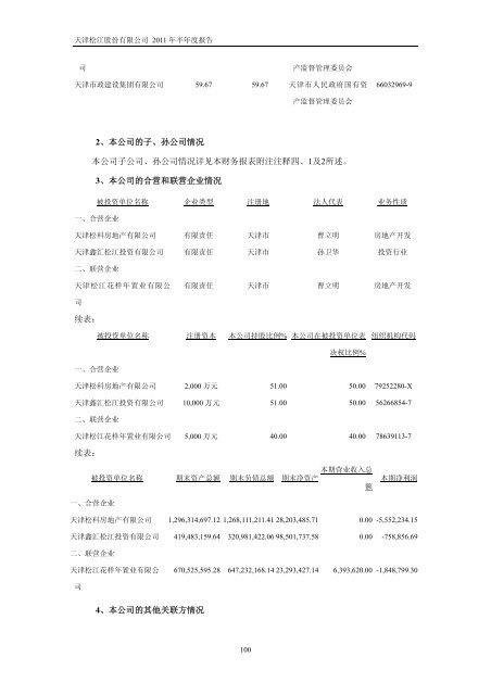 天津松江股份有限公司2011 年半年度报告 - 北方网