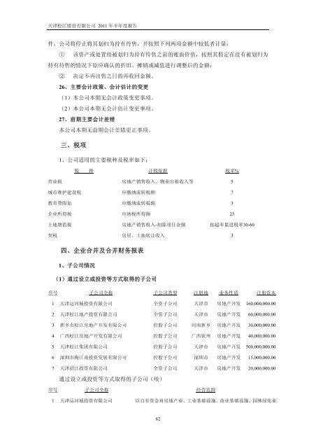 天津松江股份有限公司2011 年半年度报告 - 北方网